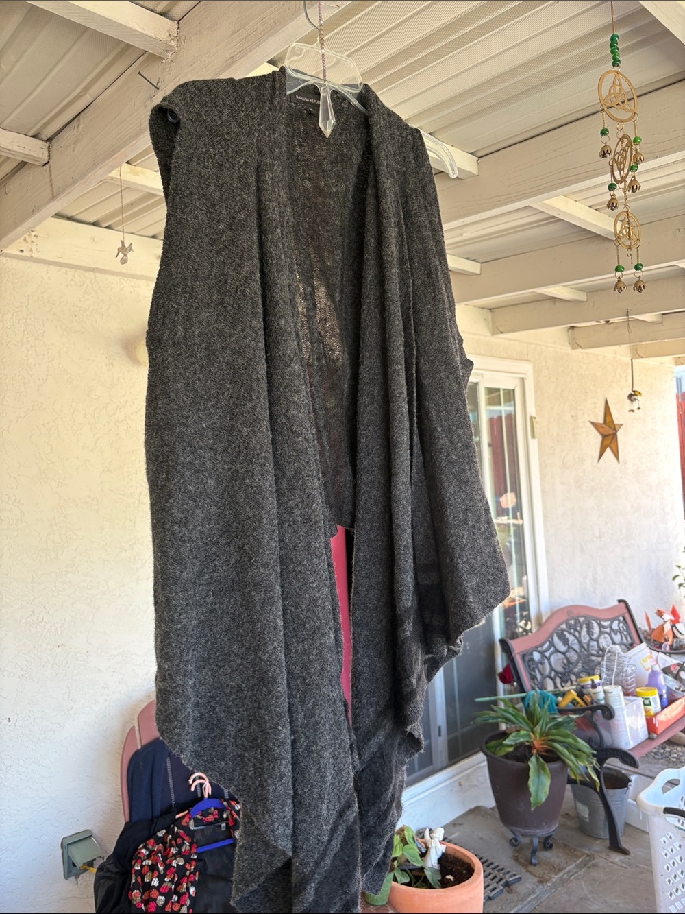 Banana Republic Charcoal Open-Front Draped Sweater Vest